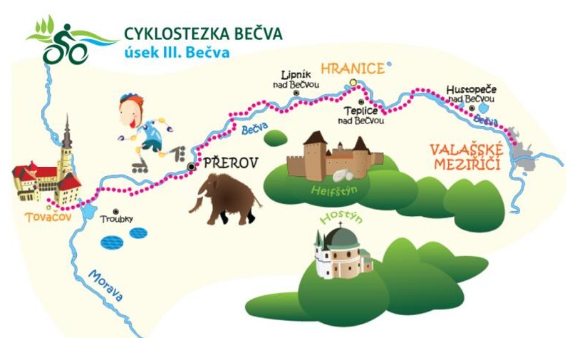 60km část cyklotrasy Bečva je zmapováno jako videotrasa